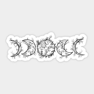 Branch and Vine Moon Phases (Horizontal - Black) Sticker